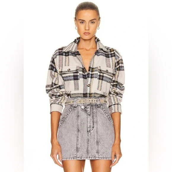 Isabel Marant Étoile “Ebbaz” Plaid Wool-Blend Shacket Jacket XS - Picture 3 of 10